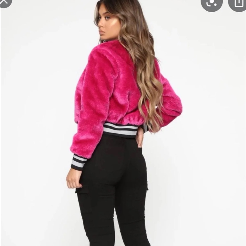 Fashion Nova Fur Bomber Jacket - Picture 3 of 7